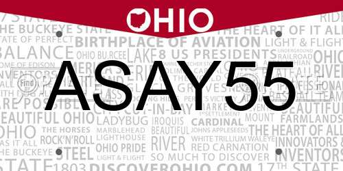 ASAY55 Ohio License Plate