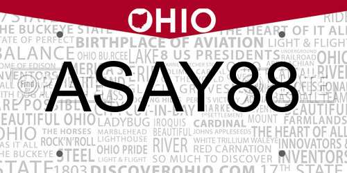 ASAY88 Ohio License Plate
