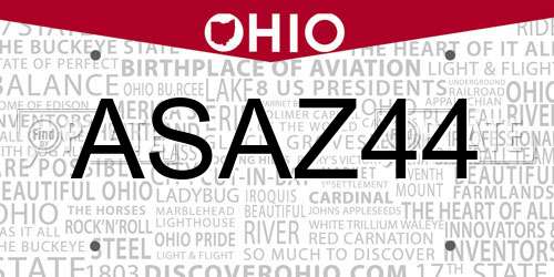 ASAZ44 Ohio License Plate