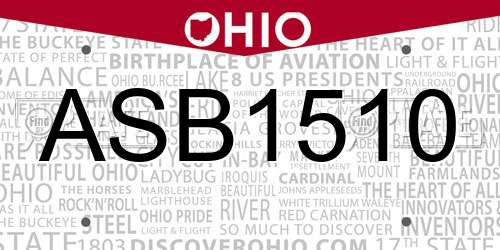 ASB1510 Ohio License Plate