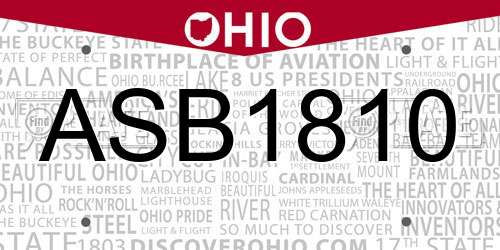 ASB1810 Ohio License Plate