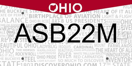 ASB22M Ohio License Plate