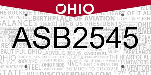 ASB2545 Ohio License Plate