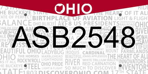 ASB2548 Ohio License Plate