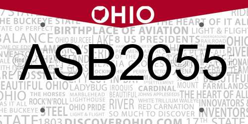 ASB2655 Ohio License Plate