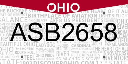 ASB2658 Ohio License Plate