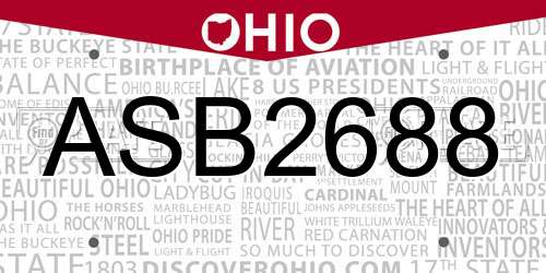 ASB2688 Ohio License Plate