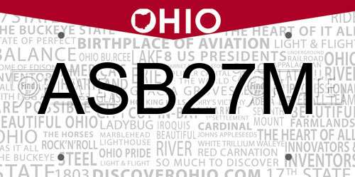 ASB27M Ohio License Plate