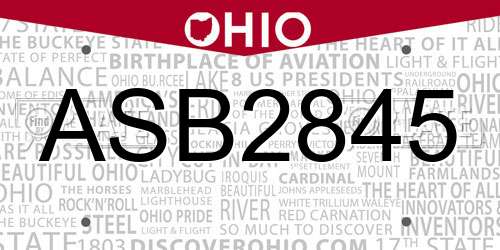 ASB2845 Ohio License Plate