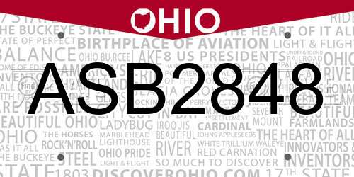 ASB2848 Ohio License Plate