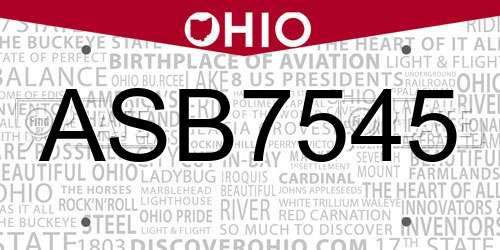 ASB7545 Ohio License Plate