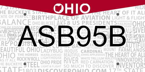 ASB95B Ohio License Plate