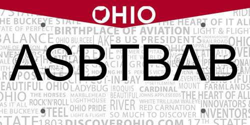 ASBTBAB Ohio License Plate