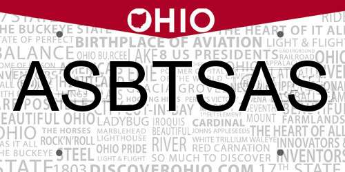 ASBTSAS Ohio License Plate