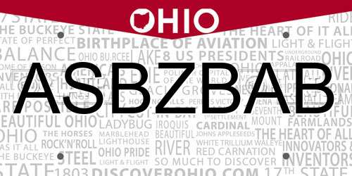 ASBZBAB Ohio License Plate