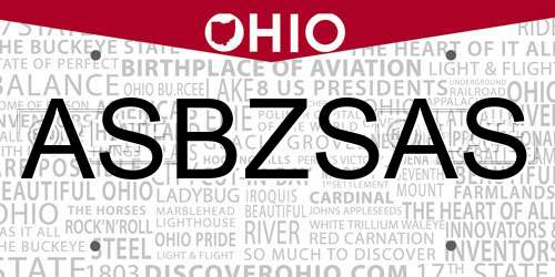 ASBZSAS Ohio License Plate