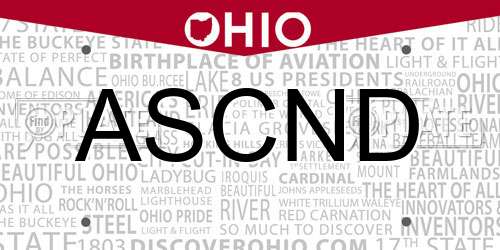 ASCND Ohio License Plate