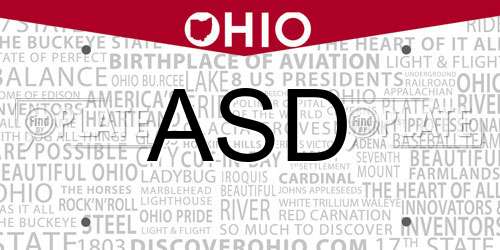 ASD Ohio License Plate