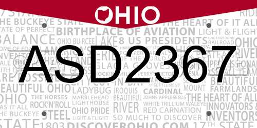 ASD2367 Ohio License Plate