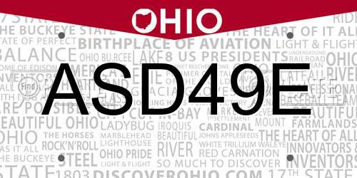 ASD49E Ohio License Plate