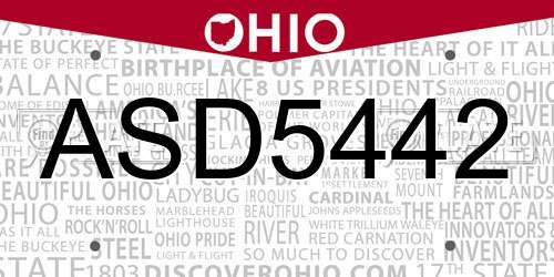ASD5442 Ohio License Plate