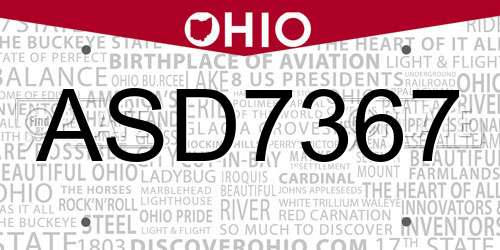 ASD7367 Ohio License Plate