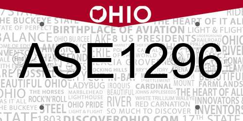 ASE1296 Ohio License Plate
