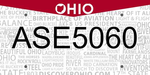 ASE5060 Ohio License Plate