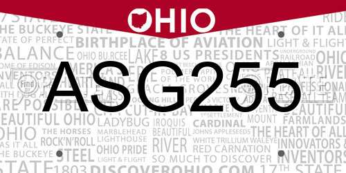 ASG255 Ohio License Plate
