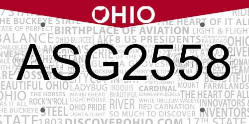 ASG2558 Ohio License Plate