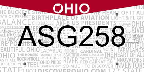 ASG258 Ohio License Plate