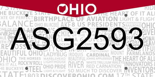 ASG2593 Ohio License Plate