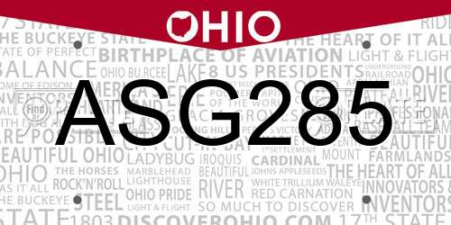 ASG285 Ohio License Plate