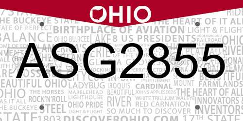 ASG2855 Ohio License Plate