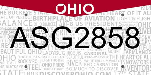 ASG2858 Ohio License Plate