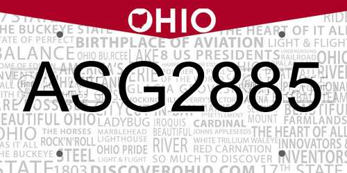 ASG2885 Ohio License Plate