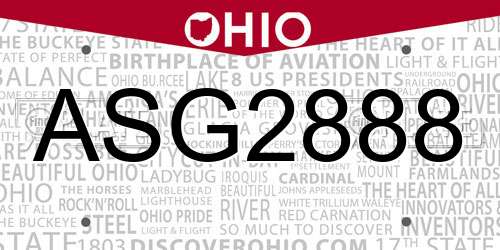 ASG2888 Ohio License Plate