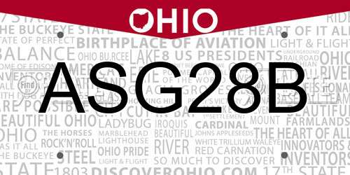 ASG28B Ohio License Plate