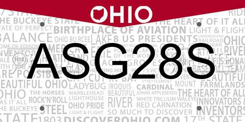 ASG28S Ohio License Plate