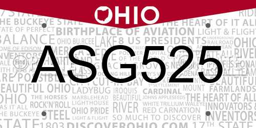 ASG525 Ohio License Plate