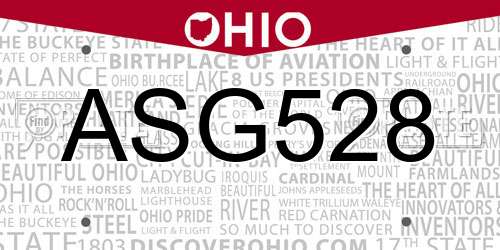 ASG528 Ohio License Plate
