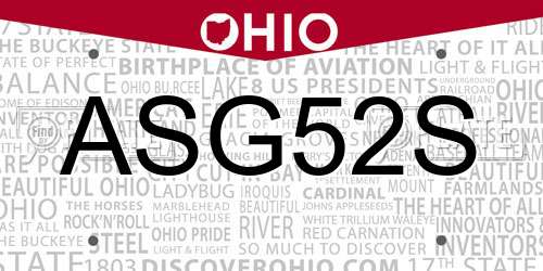 ASG52S Ohio License Plate