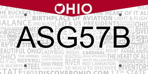ASG57B Ohio License Plate