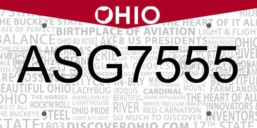 ASG7555 Ohio License Plate