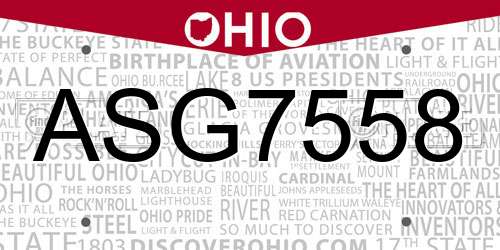 ASG7558 Ohio License Plate