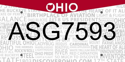 ASG7593 Ohio License Plate