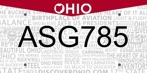 ASG785 Ohio License Plate