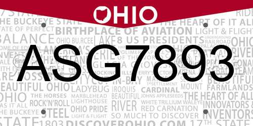 ASG7893 Ohio License Plate