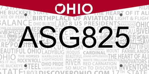 ASG825 Ohio License Plate
