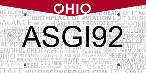 ASGI92 Ohio License Plate